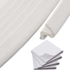 GORGECRAFT 16.4 Feet x 0.47in Weather Stripping Door Seal Strip Soundproof Q Foam Kerf Door Frame Weatherstrip with Slot Card Installation 4Pcs Corner Seals for Draft Stopper Windows Gaps Filler White