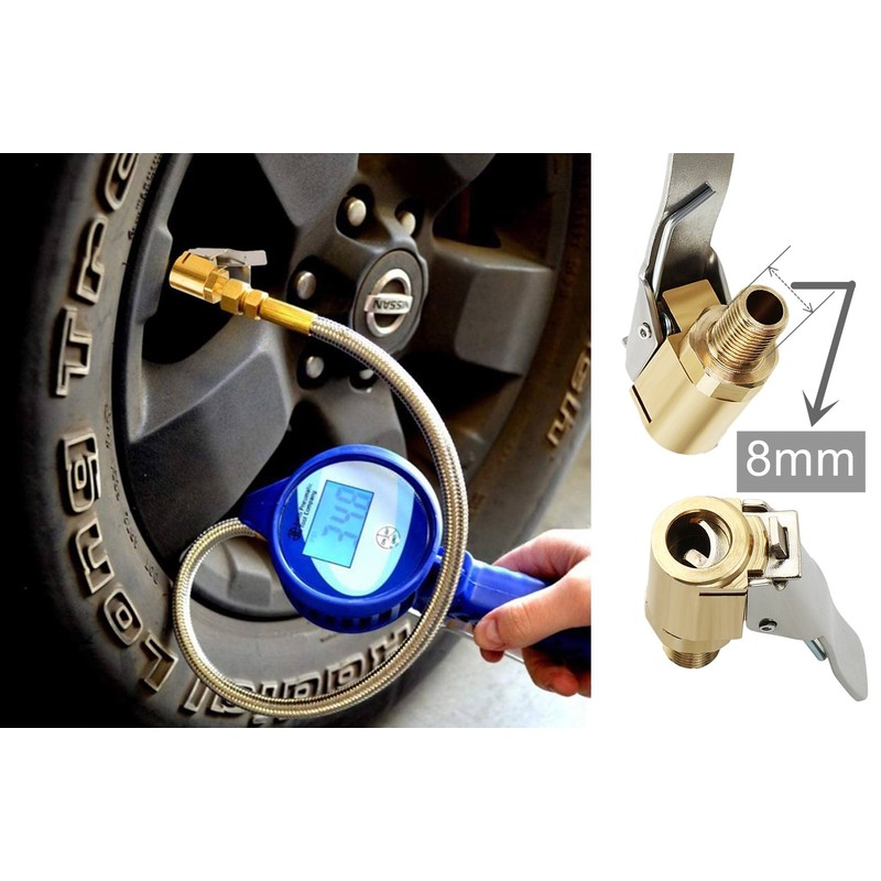 LDCRE Tire Air Chuck with Clip Adapter, Brass Locking Tire