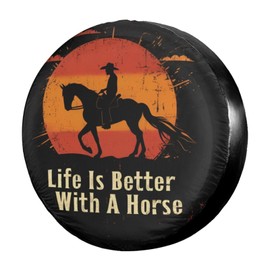 Delerain Horse Lovers Spare Tire Covers for Jeep RV Trailer SUV Truck and Many Vehicle, Wheel Covers Sun Protector Waterproof (15 Inch for Diameter 27"-29")