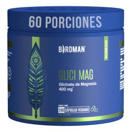 Birdman Glicinato de Magnesio 400 mg | Sin Aditivos | 60 Porciones | 240 Cápsulas
