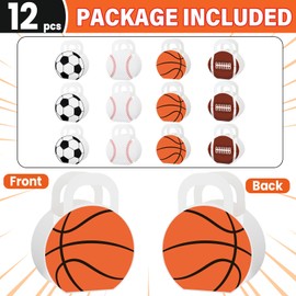Justforjoyful 12Pcs Sports Party Favor Boxes Football Treat Bags Sports Goodie Box Soccer Baseball Basketball Paper Gift Bag with Handle Decorations for Sport Birthday Baby Shower Party Supplies Decor