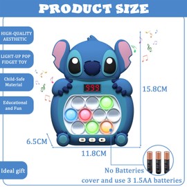 Light Up Pop-it Game Quick Push Bubble Game,Stitch Electronic Poppet Game,Handheld Fast Speed Push Game,Puzzle Pop Games Fidget Toys,Pop Controller Popping Game for Kids Christmas Birthday Gifts