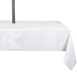 youngseahome Outdoor Tablecloth Wrinkle-Free Stain Resistant Waterproof Polyester Fabric Table Cover with Zipper Umbrella Hole for Picnic/Party/Dinner/Patio Garden(60×84inch,Zippered,White)