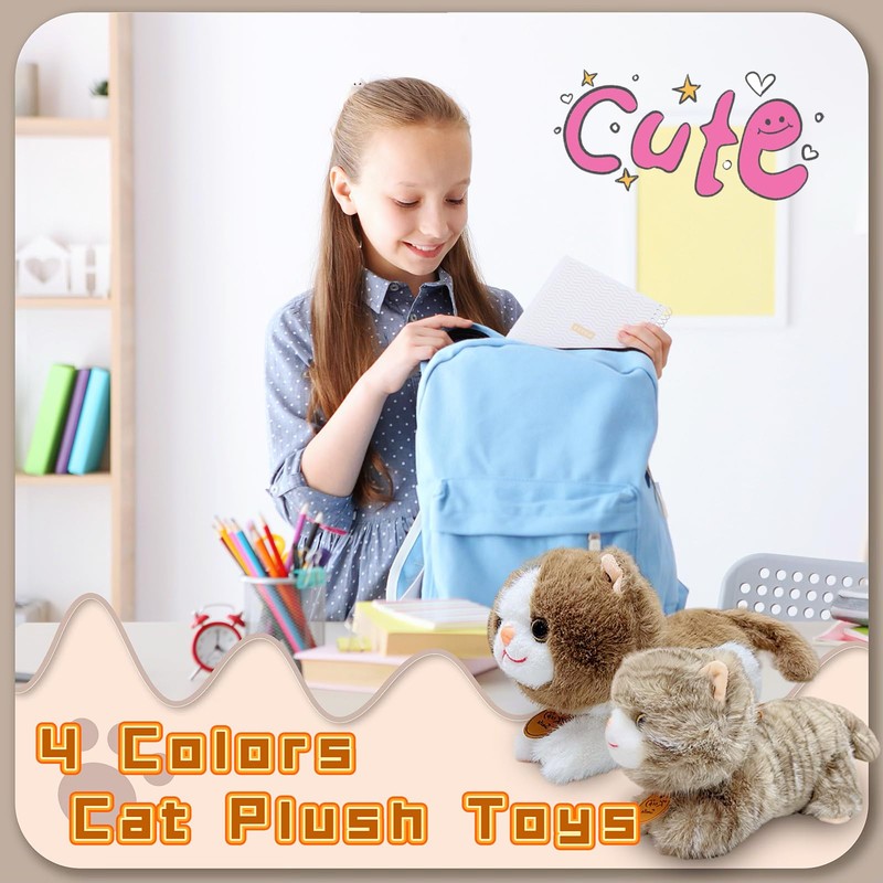 LoYuSenn 12" White Cat Stuffed Animal Plush Toys, Cute Cat