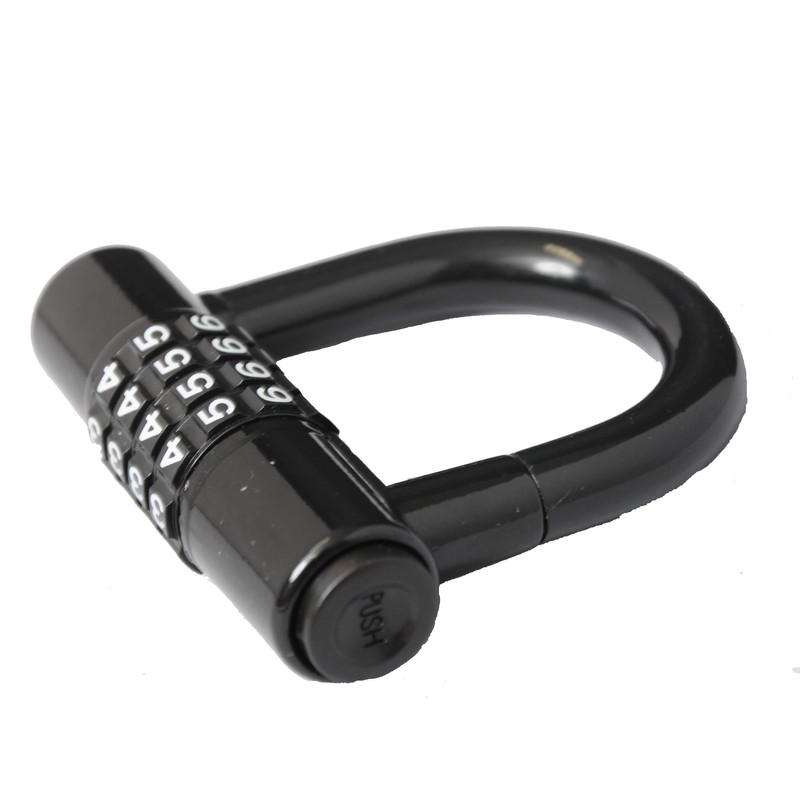 Mini Compact Padlock 4 Digit Combi 12mm Shackle U-Lock D-Lock