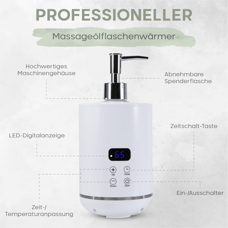 Massage Oil Warmer, 250 ml Plastic Bottle (2x), Fast Heating