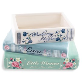 Steel Mill & Co Original Small Book-Shaped Decorative Planter, Ceramic Planter for Home Decor, Cute Bookshelf Decor, Unique Planter for Book Lovers, Classic Titles Bookstack