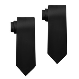 Lepat 2 Pcs Men Ties, Classic Men's Solid Satin Neck Tie, Premium Pure Color Necktie, Formal Neckties for Men Wedding, Prom, Celebration, Parties, Classic Formal Business Necktie(8 cm) (Black)