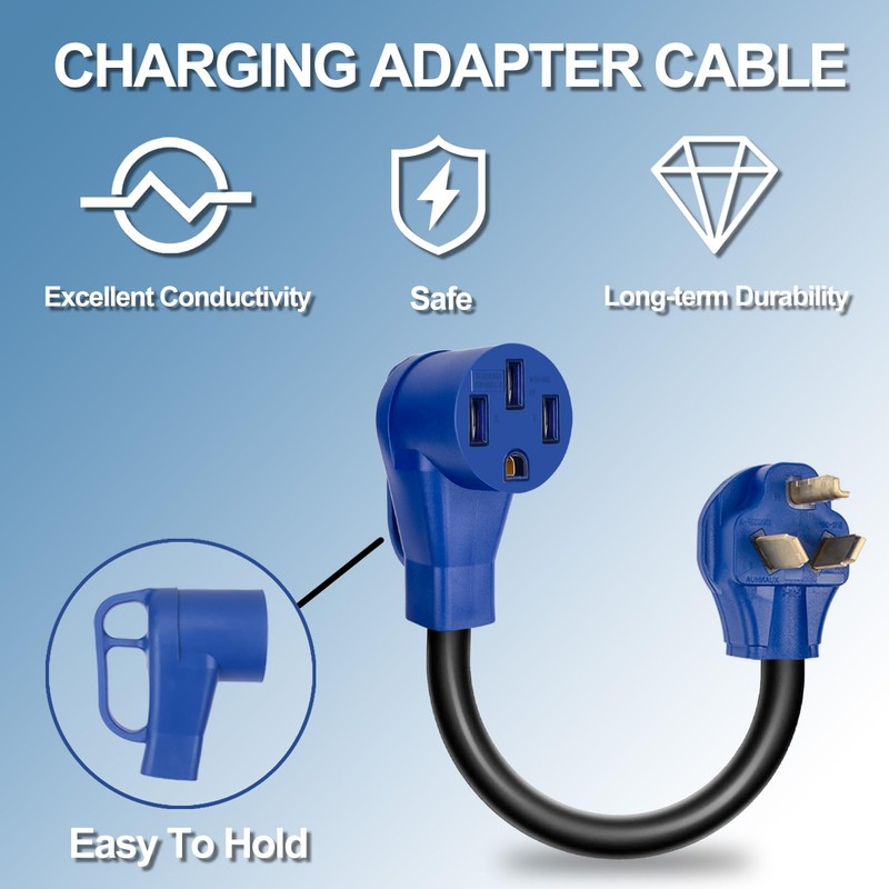 NEMA 10-30P to 14-50R EV Charger Adapter Cord, 30A Dryer