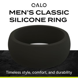 QALO Classic Silicone Ring for Men (Black, Size 10) - Breathable & Durable Silicone Wedding Bands - Mens Silicone Wedding Rings - Rubber Engagement Rings for Him