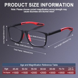 BLOEXCLU 4 Pack Progressive Multifocus Reading Glasses for Men Women TR90 Sports Style Anti-Blue Light Computer Readers (black & red & grey & transparent, 4, x)