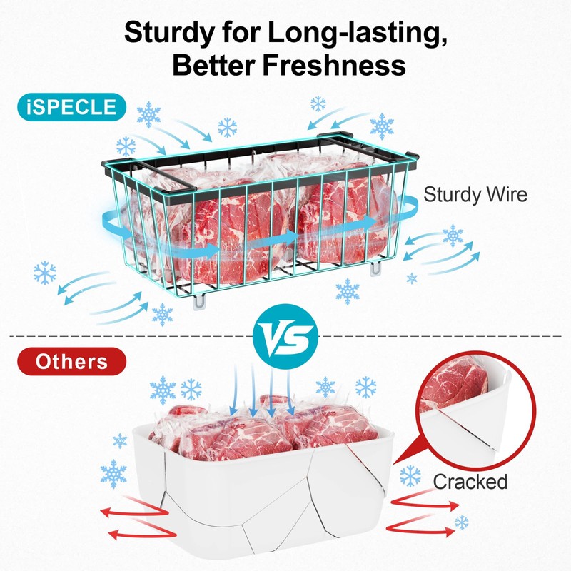 iSPECLE Chest Freezer Organizer Bins - 5 Pack Small Stackable