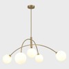 Flyrose Mid Century Modern Milk Glass Chandelier 5-Lights Gold White
