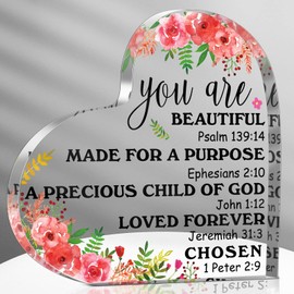 Gerrii Christian Gifts for Women Birthday Gift Religious Bible Verses Plaques Butterfly Decor Christmas Inspirational Gifts Acrylic Spiritual Gifts for Her Sister Girl(Flower)