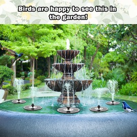 Yzert Solar Fountain White Flower, 3.5W Glass Bird Bath Fountains Solar Power No Battery with 4 Fixed Rods & 7 Nozzles, Solar Fountain Pump for Bird Bath, Pool, Garden, Outdoor, Pond