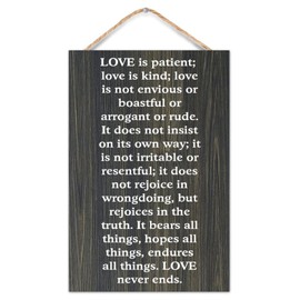 Love Is Love Is Patient Love Is Kind; Love Is Not Envious Or Boastful Wood Sign Bible Saying Rustic Wooden Hanging Wall Art Craft Plaque for Office Living Room Bedroom New Home Decoration 8x12in