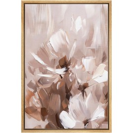 MUDECOR Framed Canvas Print Wall Art Abstract Floral Soft Pastel Tones Illustrations Minimalism Decorative Relax/Zen Colorful Nordic for Living Room, Bedroom, Office - 24"x36" Natural