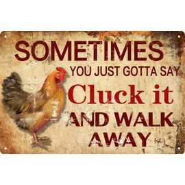 Chicken Cluck It Funny Metal Tin Sign - Novelty Home Decor - Room, Wall, Bathroom, Bar, Cafe, Garage, Farmhouse Decor - 8x12 in