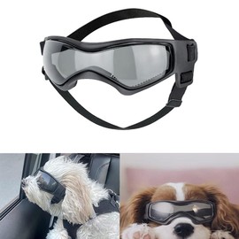 Voarge Dog Glasses UV Protection Dog Sunglasses Pet Glasses Sunglasses Adjustable Loose Fit Black S (M)