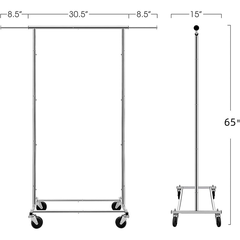 Simple Trending Standard Rod Clothing Garment Rack, Rolling Clothes Organizer