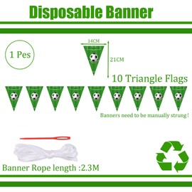 Football Party Paper Bunting Banner with 10 Triangle Flags,Party Decor Football Soccer World Cup Bunting Banner for World Cup Party Decorations,Football Birthday Party Supplies Banner for Boys Kids