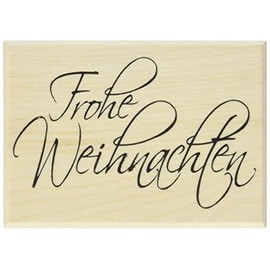 Rayher Wooden Stamp "Frohe Weihnachten", 5 x 7 cm, Wooden Stamp, Text Stamp, Christmas Stamp, Butterer Stamp, 28496000