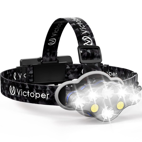 Victoper Rechargeable Headlamp, 8 LED 18000 High Lumen Bright Head