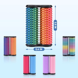 Little Ouchies Fidget 3D Printed Keychain Sensory Toy Spiky Grippie Stim Keychain for Anxiety Relief Positive, Novelty Gifts for Friends Office Workers (Red Gold+Red Blue)