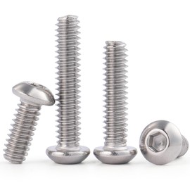 VGBUY 30Pcs 1/4-20 x 2" Button Head Socket Cap Bolts Screws, 304 Stainless Steel 18-8, Allen Hex Drive, Bright Finish, Fully Threaded, Hex Spanner Included (VG30310)