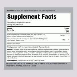 Piping Rock Brown Seaweed Extract 2000 Mg Fucoxanthin Nutritional Immunity Support, 60 Caps