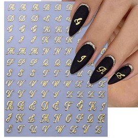 IDDFEVE Letter Nail Art Stickers - 3D Handwritten Old English Alphabet Nail Decals for DIY Acrylic Manicure Nail Decorations