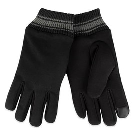 Dockers Men's Striped Cuff Gloves, Black, Large