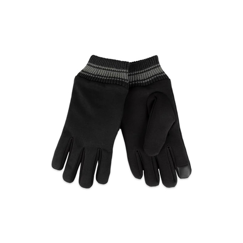 Dockers Men's Striped Cuff Gloves, Black, Large