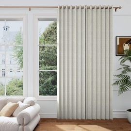 HMYI - Cortina para puerta corredera de acordeón, cortina de lino para sala de estar de 96 pulgadas de largo, con aspecto plisado, cortina vertical para recámara/sala de estar, 1 panel, 45 x 96
