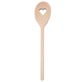 2 x Hofmeister Wooden Cooking Spoons with Heart Motif, No Scratches in Pots, Heat-Resistant Beech Mixing Spoon from EU Production, Oval Wooden Spoon for Cooking and Baking