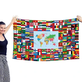 Generic Country Flags of The World Banner - Decorative Anti UV World Flag Banner - 3x5FT Outdoor Colorful Flag Background, Lightweight Banner Backdrop with Brass Grommets for Home