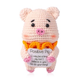 TOYMIS TOYMIS Positive Piggy, Positive Pig Crochet Positive Knitted Animal Knitted Pig Knitted Wool Doll Encouragement Crochet for Inspirational Gifts Party Decoration