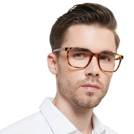 OCCI CHIARI Oversized Men's Reading Glasses Large Square Readers100 125 150 175 200 225 250 275 300 350 400 500 600 (Yellow,1.5)