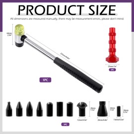 Swpeet 11Pcs Paintless Dent Repair Tool Kits, One Dent Rubber Hammer, a Metal Tap Down Pen with 9 Different Shaped Heads Tips, Dent Removal Tap Down Tools for Cars Dent Repair