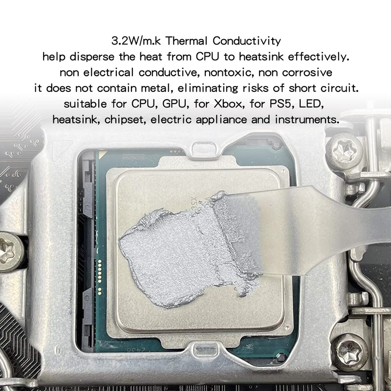 Tnfeeon Thermal Paste, Metal-Free, Versatile, 3.2 W/m.k. Thermal Computer Paste,