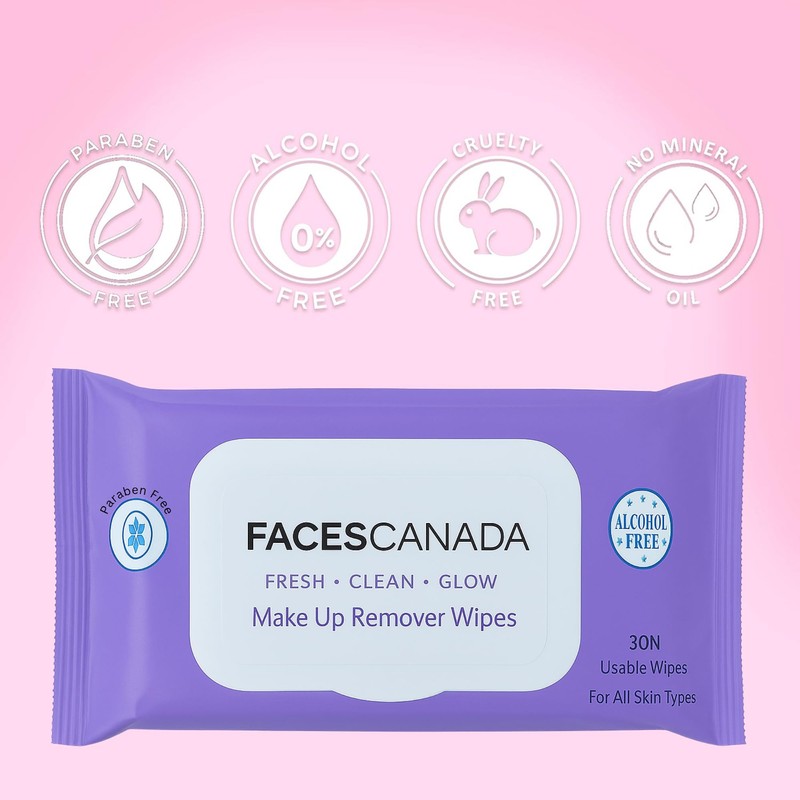 FACESCANADA Fresh Clean Glow Makeup Remover Face Wipes | Gentle