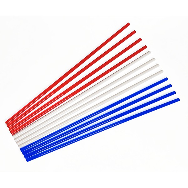 12 Pcs 1/4" Diameter x 12” Inch Long Red White