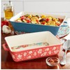 2-Piece Rectangular Bakeware Set, Stoneware Baking Dishes with Handles, Floral