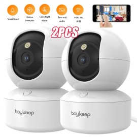 Boykeep Wireless 5G WiFi Security Camera 2K Smart Home Indoor Night Vision Wired Cam 2PC