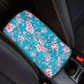Quelytytrip Cherry Blossom Car Center Console Cover,Comfortable Car Armrest Cover Pad,Universal Fit for Sedan, Truck, SUV