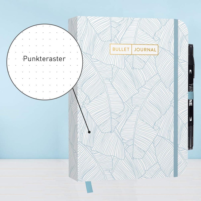 Bullet Journal "Watercolor Rose" 05: Mit Punkteraster, Seiten für Index,