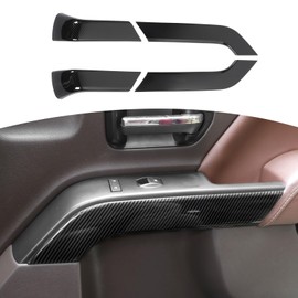 RT-TCZ for Silverado Carbon Fiber Inner Door Handle Panel Trim Cover for Chevy Silverado GMC Sierra 2014-2018 Black ABS Carbon Fiber Interior Accessories 4pcs (Crew Cab)
