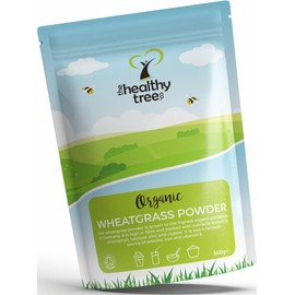 Organic Wheatgrass Powder by TheHealthyTree Company - High in Fibre, Vitamin E, Potassium and Iron - Pure Vegan Wheat Grass from Germany, Perfect in Green Juices (500g)