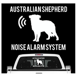 siviwonder Australian Shepherd Noise Alarm System Car Sticker Dog Foil Aussie Blue Merle Colour White, Size 20 cm