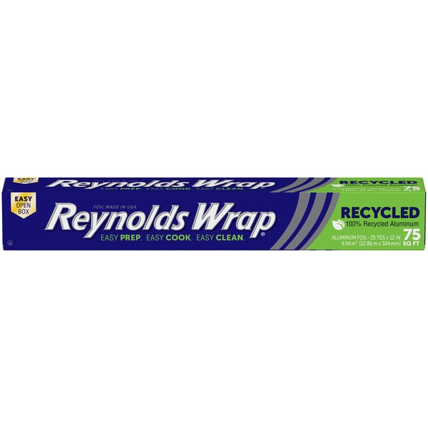 Reynolds F28208 Recycled Aluminium Foil , 100 Percent Recycled Kitchen Foil , Pack of 1 Roll, 304mm x 22.86m